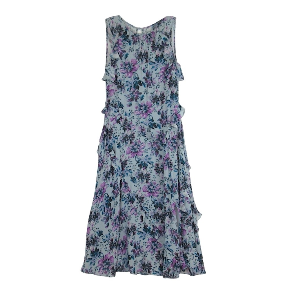 SUNDANCE Sleeveless Blue Floral Tiered Ruffle Midi Dress Women's Size XS